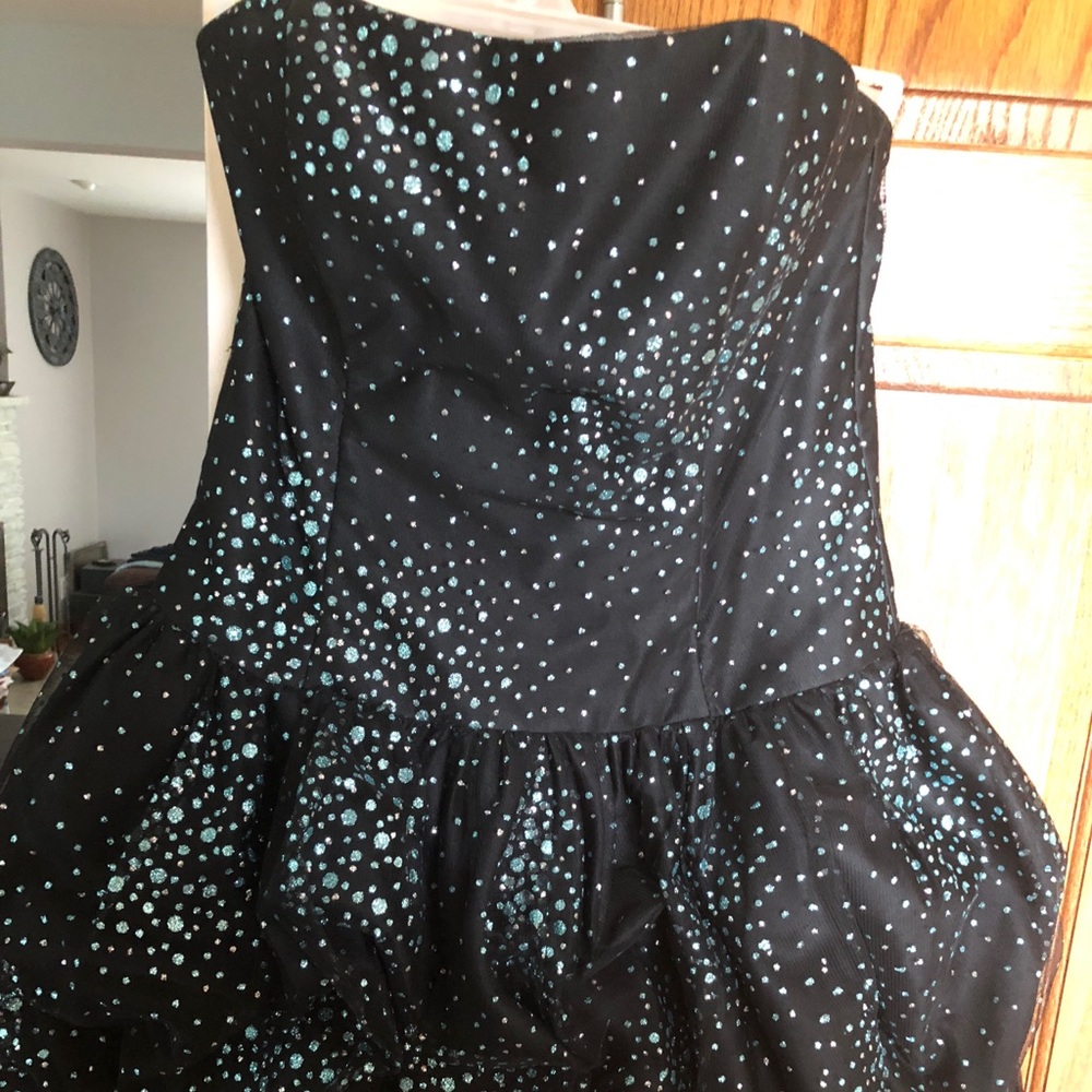 Jessica McClintock Blue and Black Formal Dress!